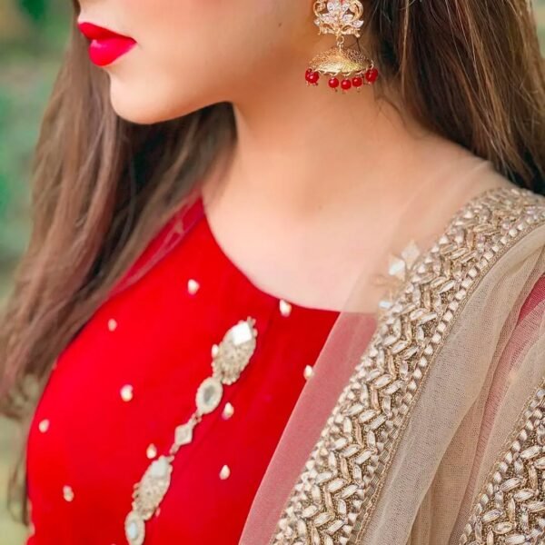 Chiffon Shirt And net Mirror work Duppta 3 pcs dress